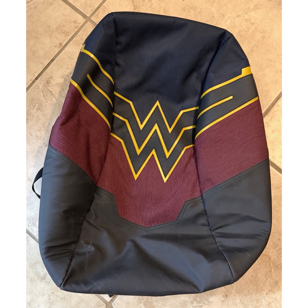 DC Comics Wonder Woman Backpack Laptop USB Charging Port Burgundy Navy